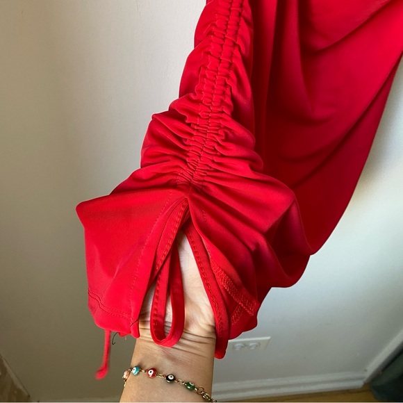 Tiger Mist Red Ruched Mini Dress size small - Picture 3 of 6